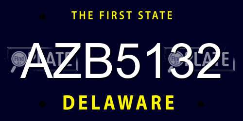 AZB5132 Delaware License Plate