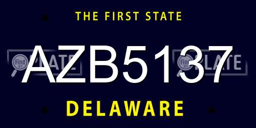AZB5137 Delaware License Plate