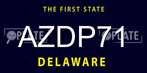 AZDP71 Delaware License Plate