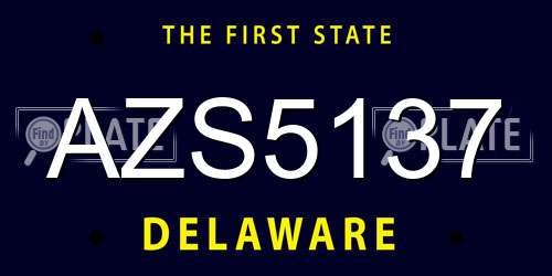 AZS5137 Delaware License Plate