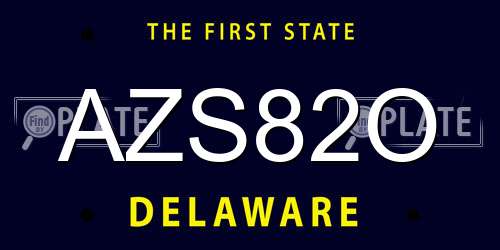 AZS82O Delaware License Plate