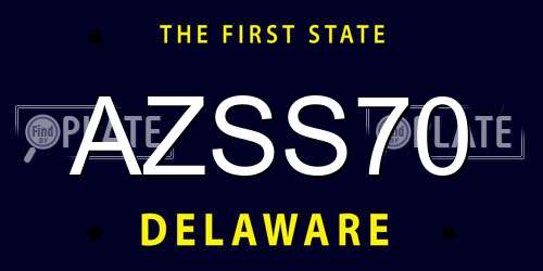 AZSS70 Delaware License Plate
