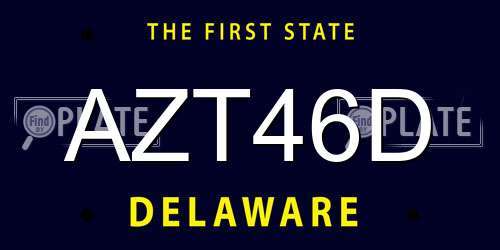 AZT46D Delaware License Plate