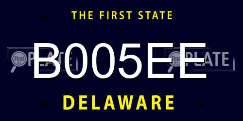 B005EE Delaware License Plate
