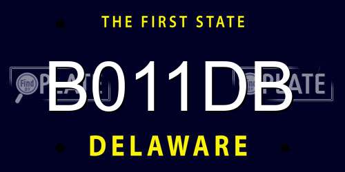 B011DB Delaware License Plate