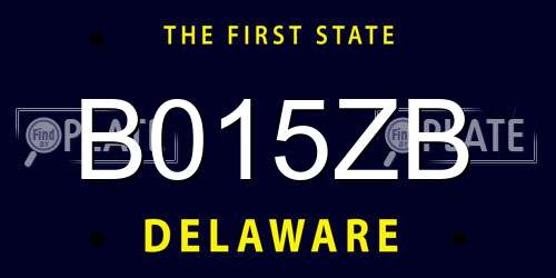 B015ZB Delaware License Plate