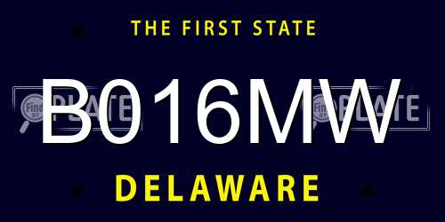 B016MW Delaware License Plate