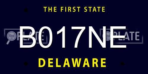 B017NE Delaware License Plate