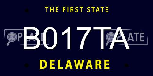 B017TA Delaware License Plate