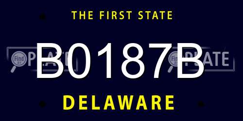B0187B Delaware License Plate