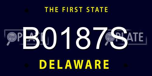 B0187S Delaware License Plate