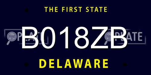B018ZB Delaware License Plate