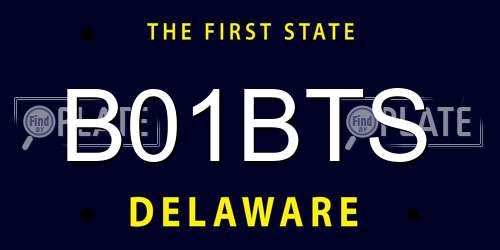 B01BTS Delaware License Plate