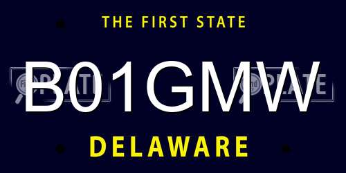 B01GMW Delaware License Plate