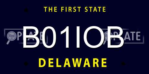 B01IOB Delaware License Plate