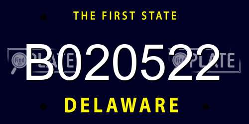 B020522 Delaware License Plate