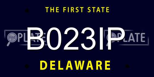 B023IP Delaware License Plate