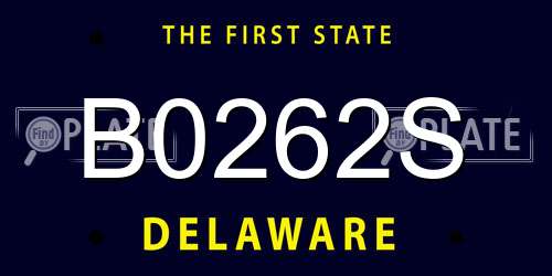 B0262S Delaware License Plate