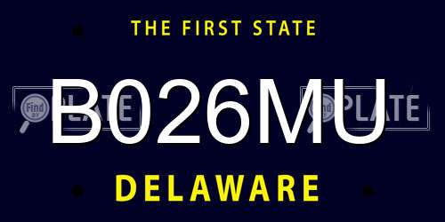 B026MU Delaware License Plate