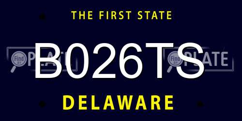 B026TS Delaware License Plate