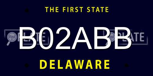 B02ABB Delaware License Plate