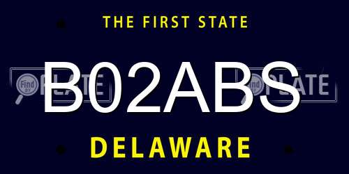 B02ABS Delaware License Plate