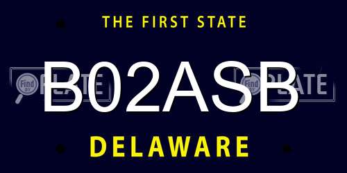 B02ASB Delaware License Plate