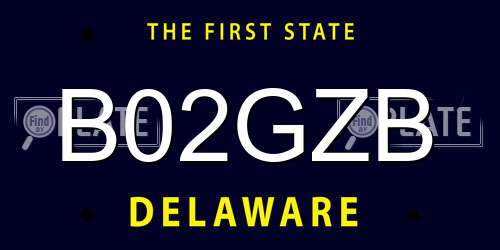 B02GZB Delaware License Plate