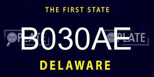 B030AE Delaware License Plate
