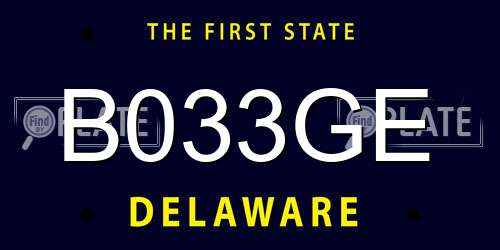B033GE Delaware License Plate
