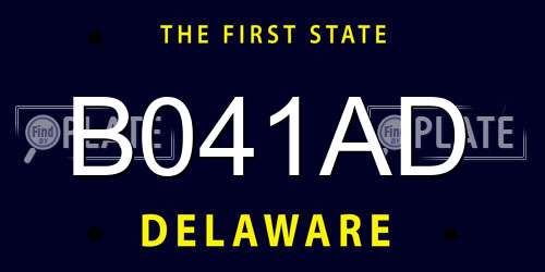 B041AD Delaware License Plate