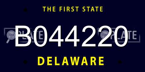 B044220 Delaware License Plate