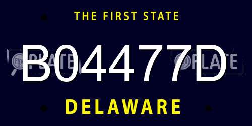 B04477D Delaware License Plate