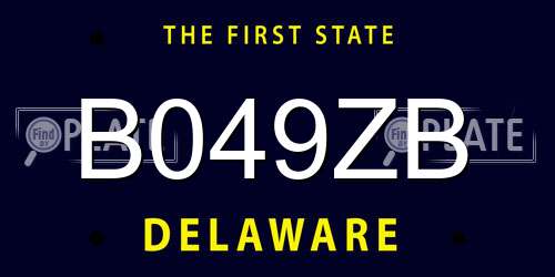 B049ZB Delaware License Plate