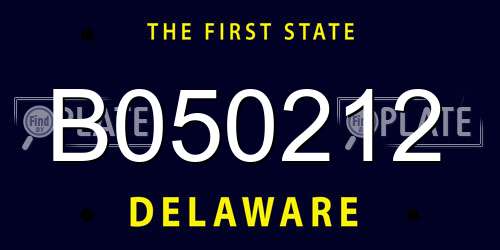B050212 Delaware License Plate
