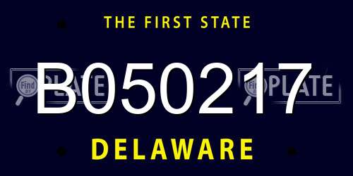 B050217 Delaware License Plate