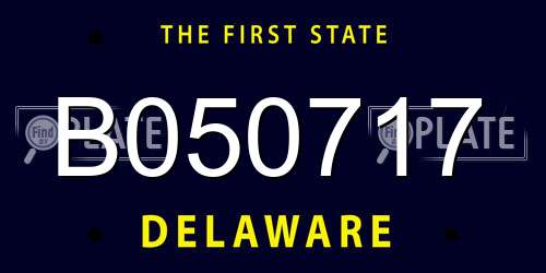 B050717 Delaware License Plate