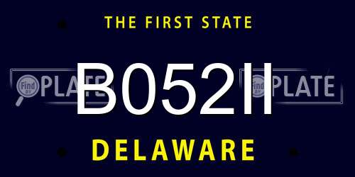 B052II Delaware License Plate