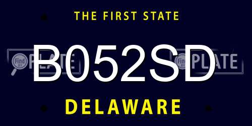 B052SD Delaware License Plate