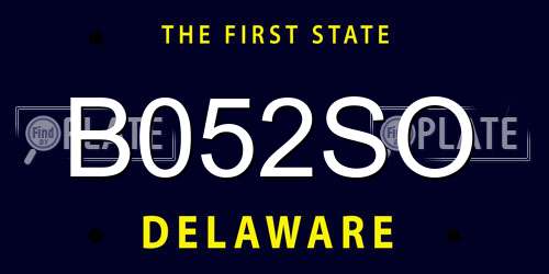 B052SO Delaware License Plate