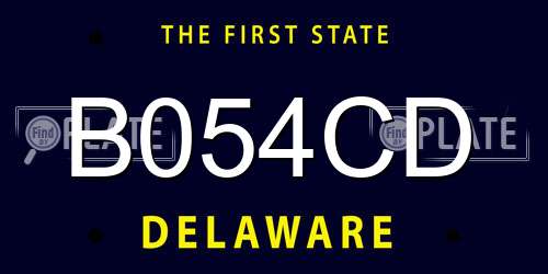 B054CD Delaware License Plate