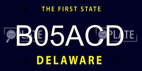 B05ACD Delaware License Plate