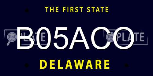 B05ACO Delaware License Plate