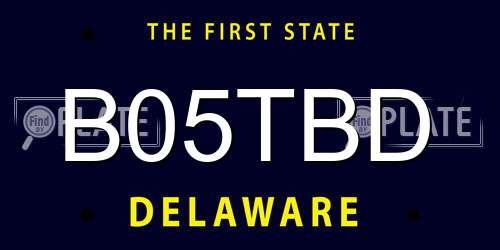 B05TBD Delaware License Plate