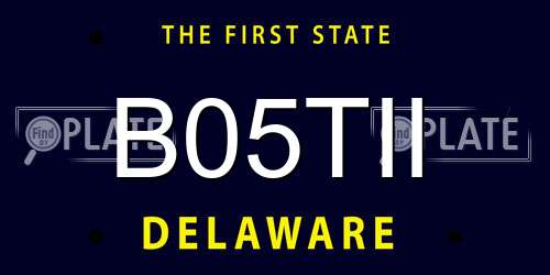B05TII Delaware License Plate