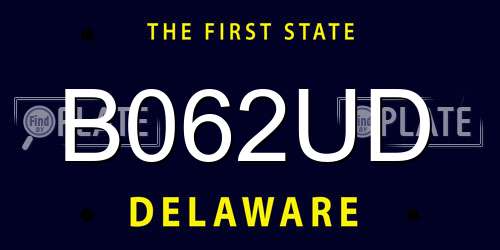 B062UD Delaware License Plate