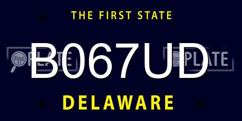 B067UD Delaware License Plate