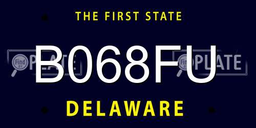 B068FU Delaware License Plate