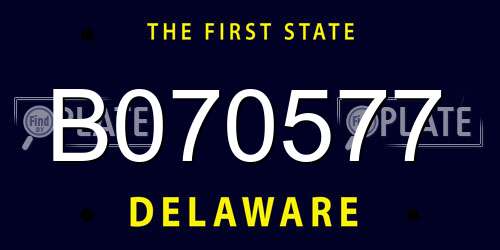 B070577 Delaware License Plate
