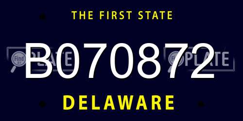 B070872 Delaware License Plate